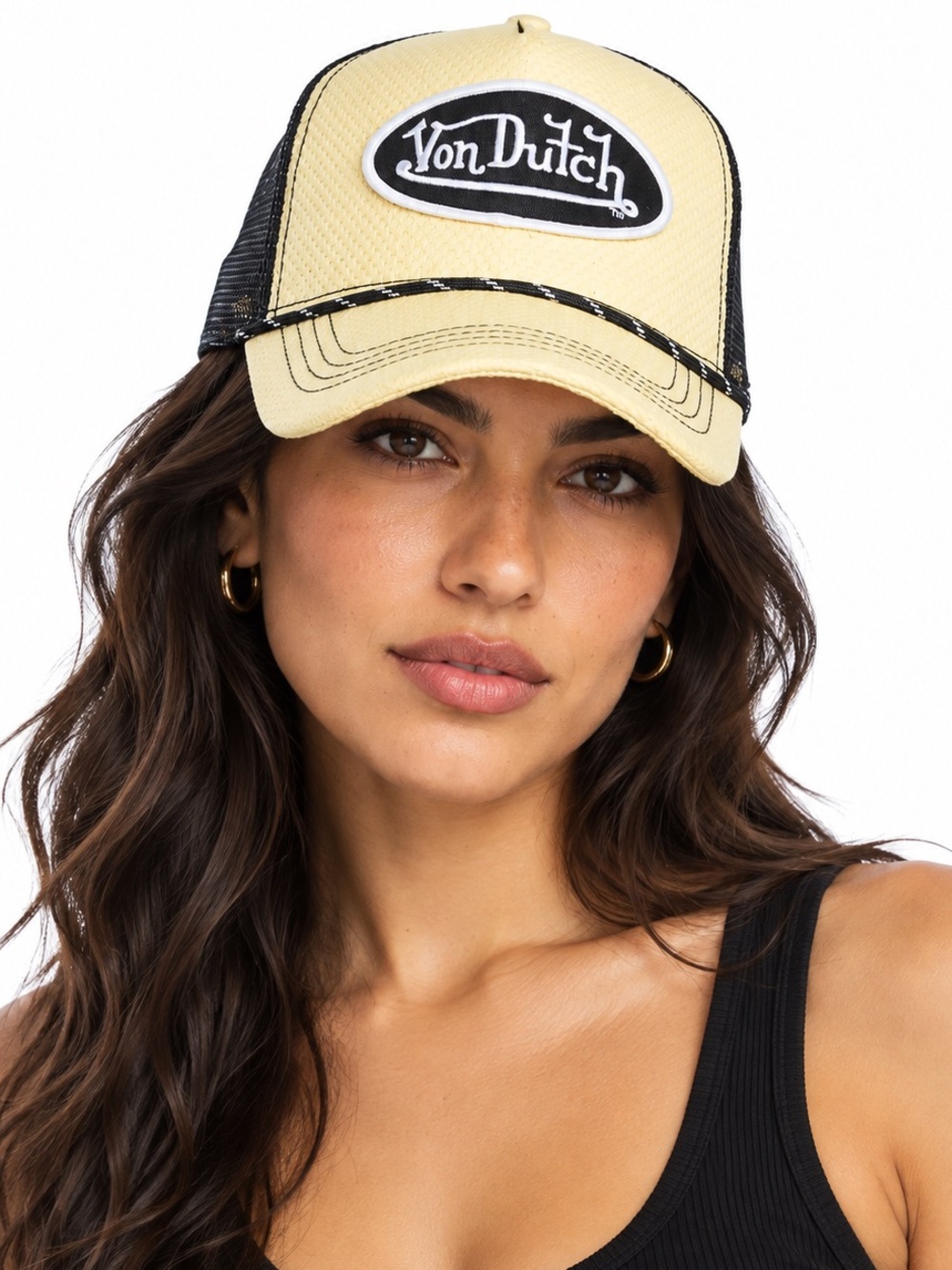 Von Dutch Black Straw Trucker Hat NWT
